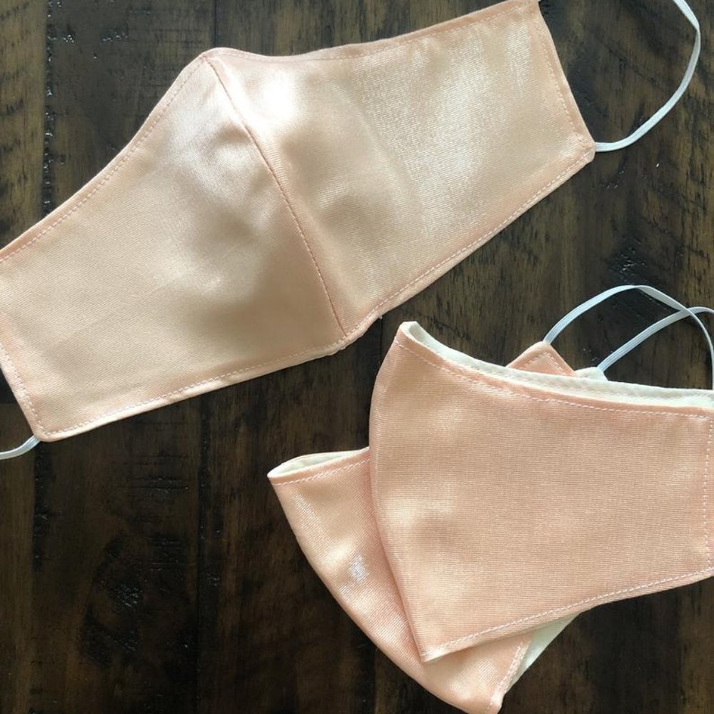 Pink cotton face mask with two layers